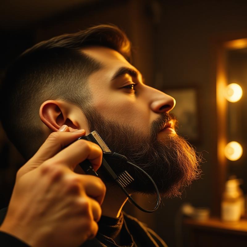 Beard trim in progress